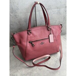 COACH Prairie Satchel Crossbody Handbag Coral Pink Two-Tone Pebbled Leather RARE